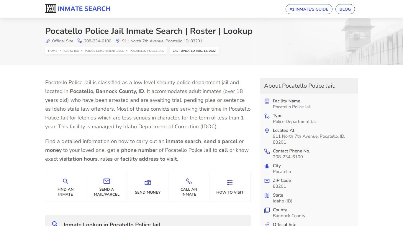Pocatello Police Jail Inmate Search | Roster | Lookup
