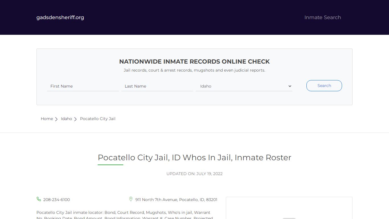 Pocatello City Jail, ID Inmate Roster, Whos In Jail